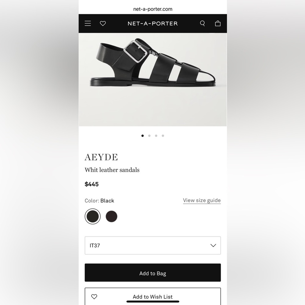 Aeyde Black Leather Buckle Sandals